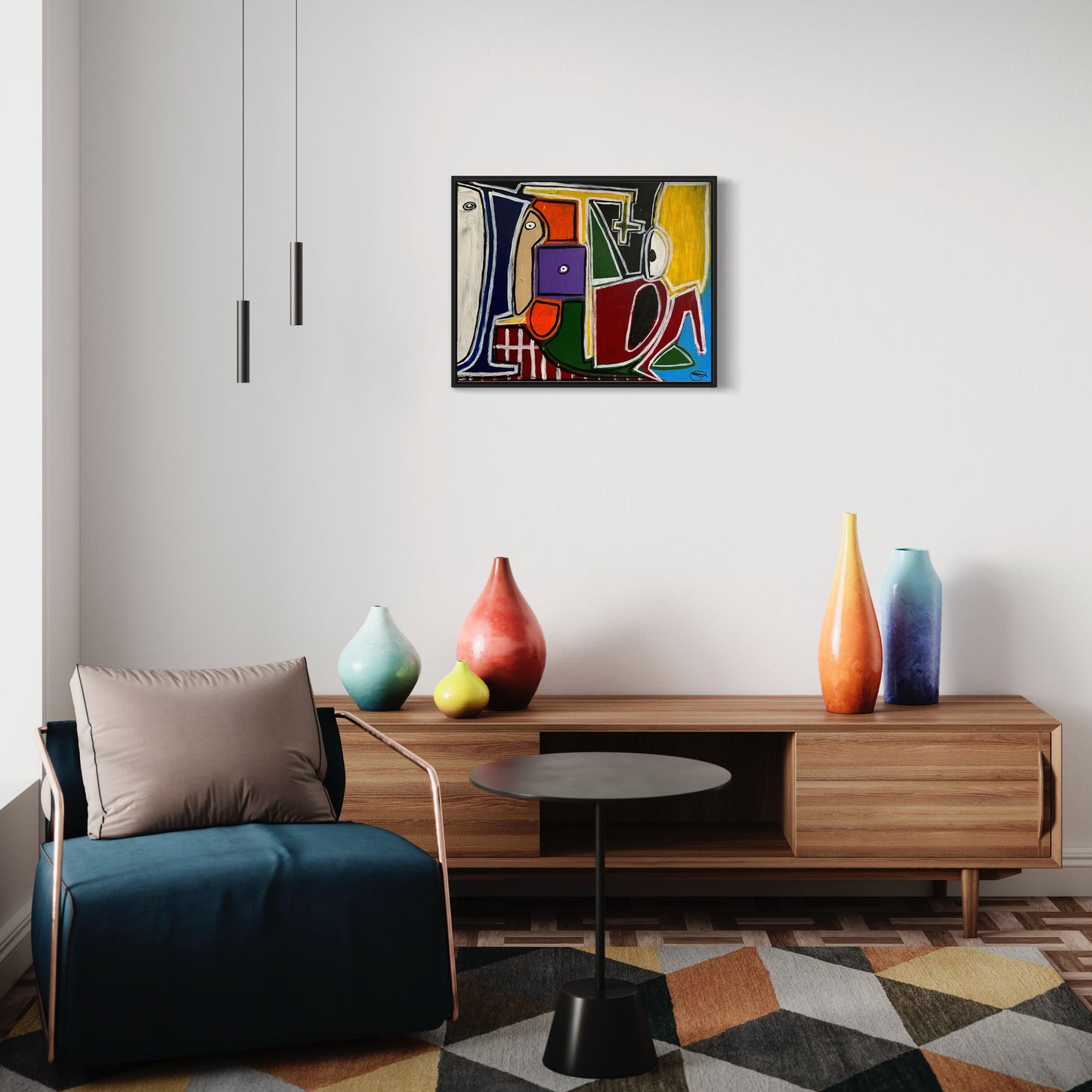 Signed print of Spanish bull run